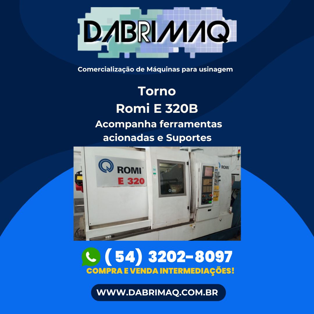 Torno Romi E 320B – Acompanha ferramentas acionadas e Suportes