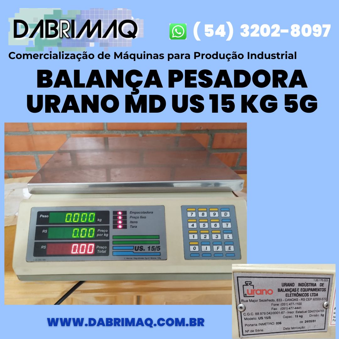 Balança Pesadora Urano Md US 15 kg 5g