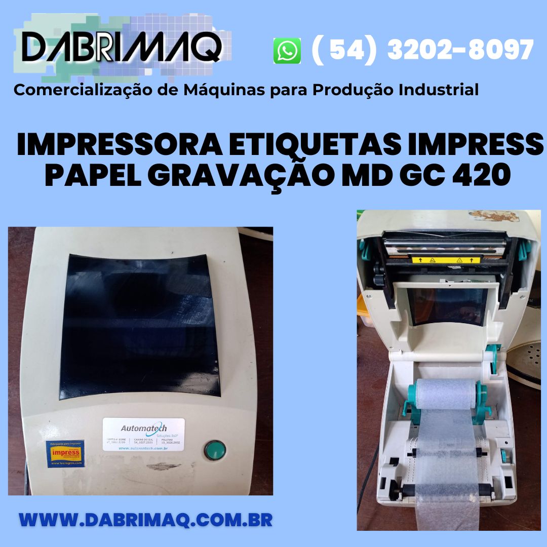 Impressora Eiquetas Impress papel gravação MDGC 420