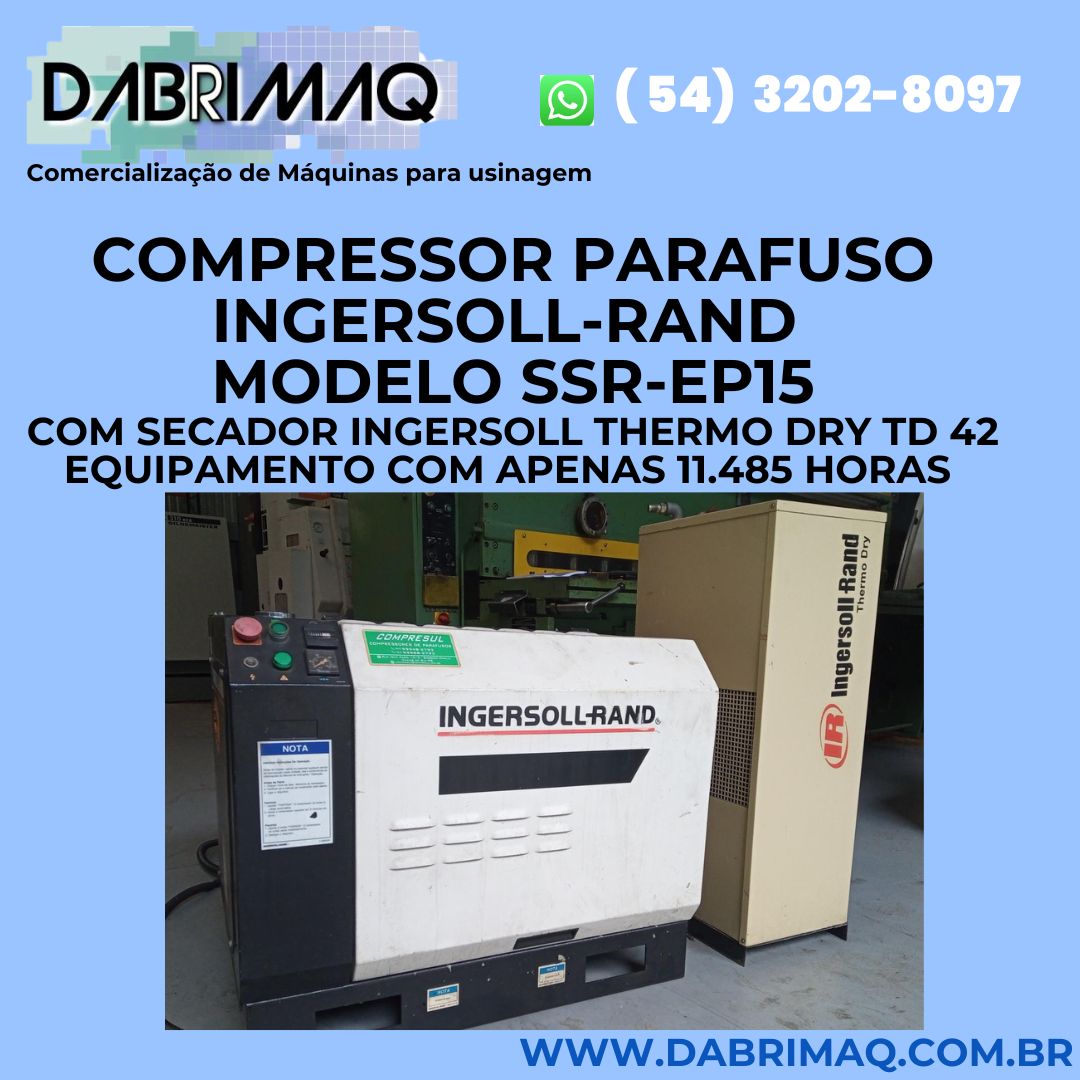 Compressor Parafuso Ingersoll-Rand Modelo SSR-EP15