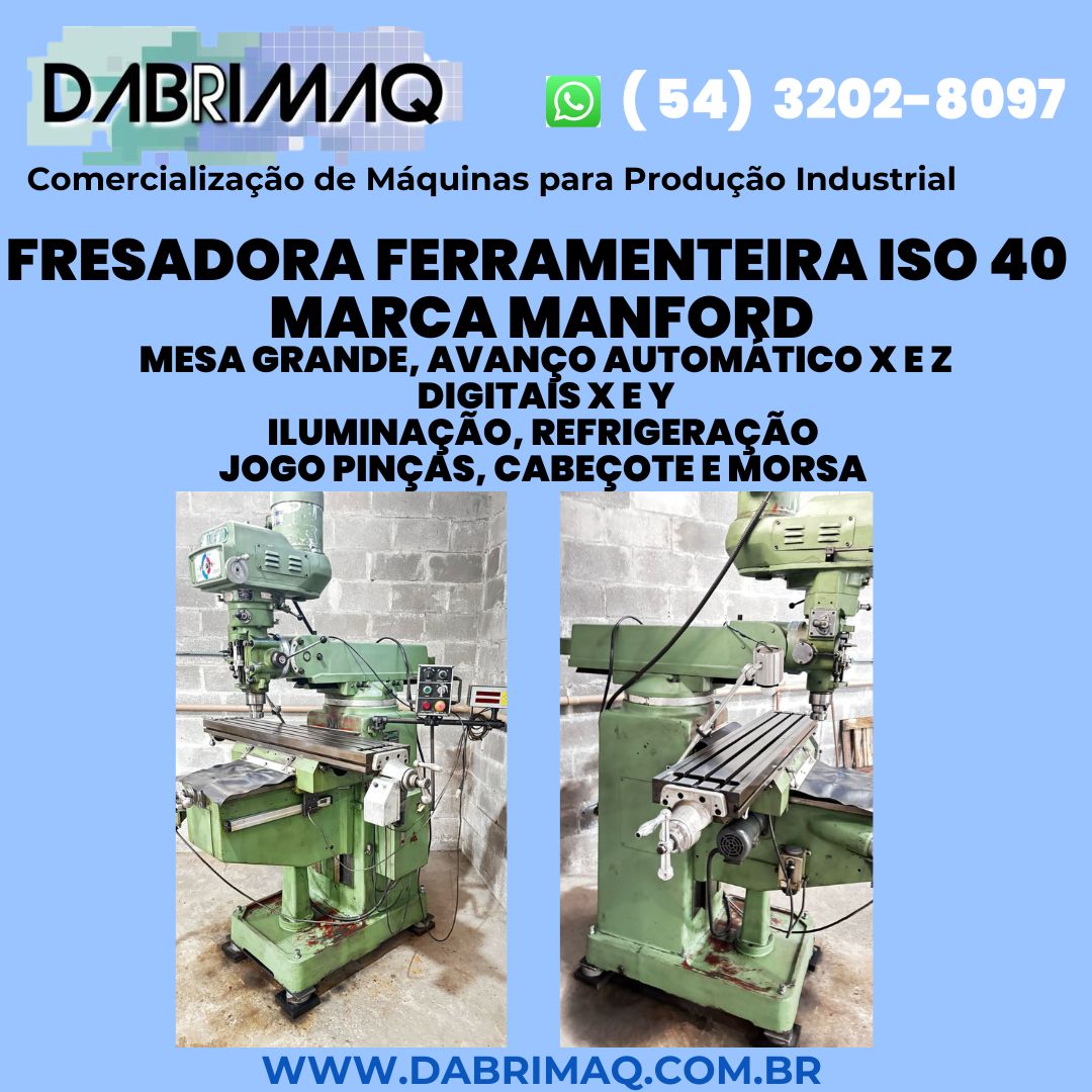 Fresadora Ferramenteira ISO 40 Marca Manford