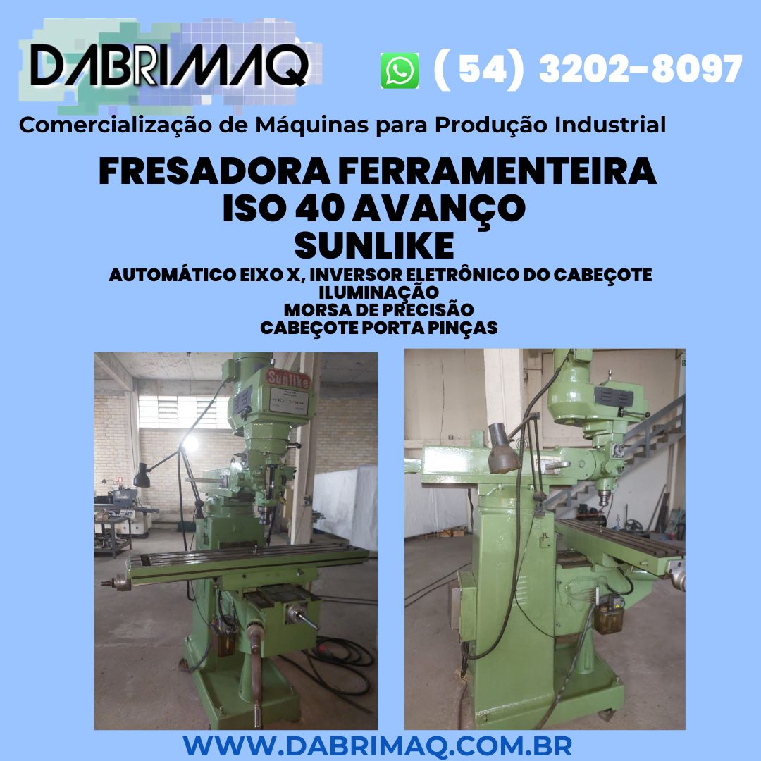 Fresadora ferramenteira ISO 40 avanço Sunlike