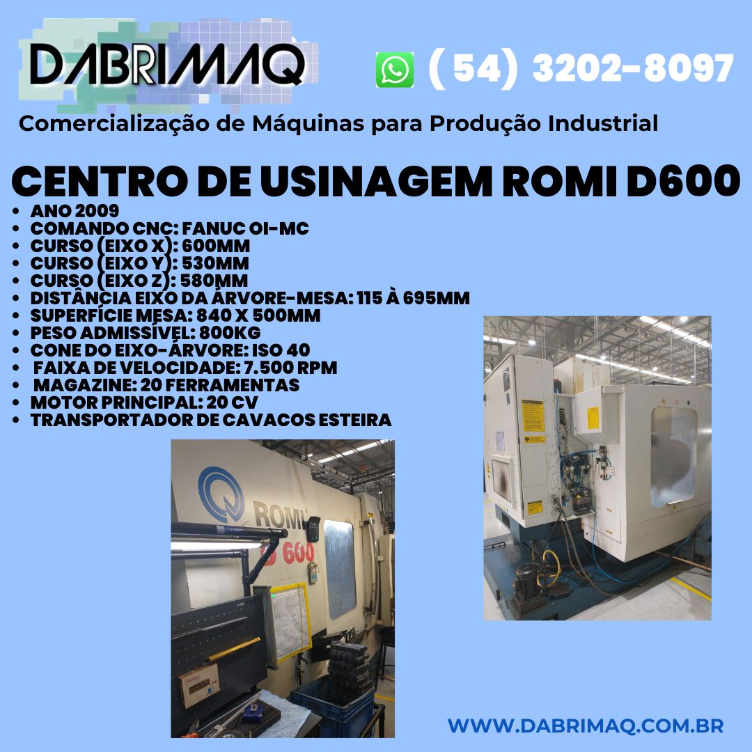Cenreo de Usinagem Romi D600