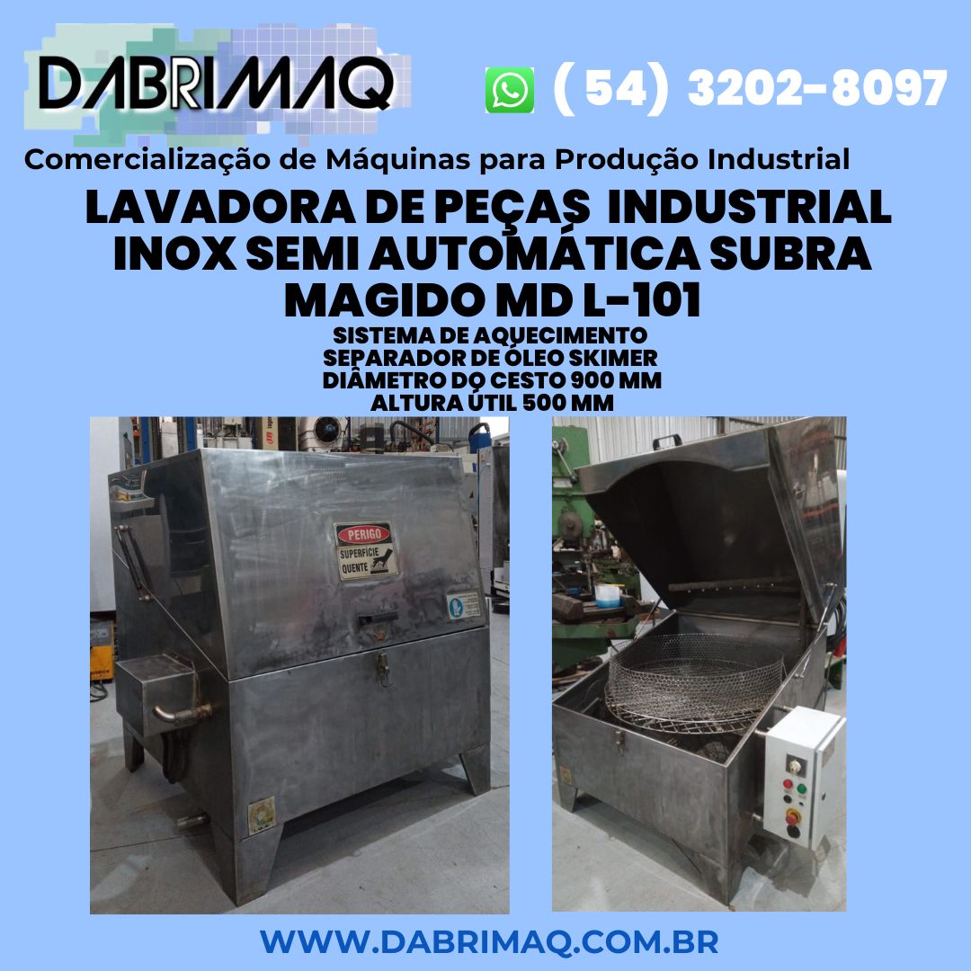 Lavadora De Peças Industrial Inox Semi Automática Subra Md L101