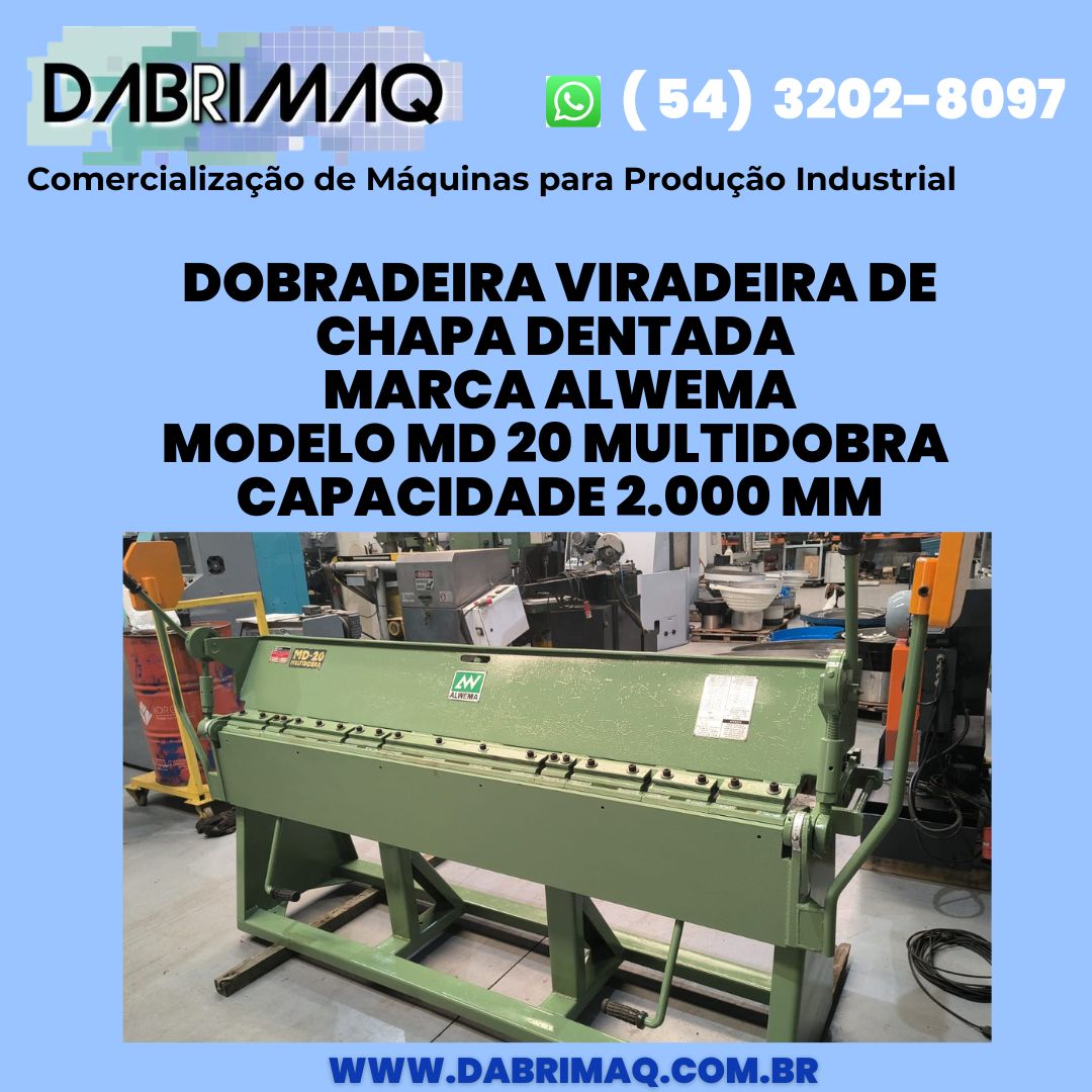 Dobradeira Viradeira de chapa dentada Marca Alwema