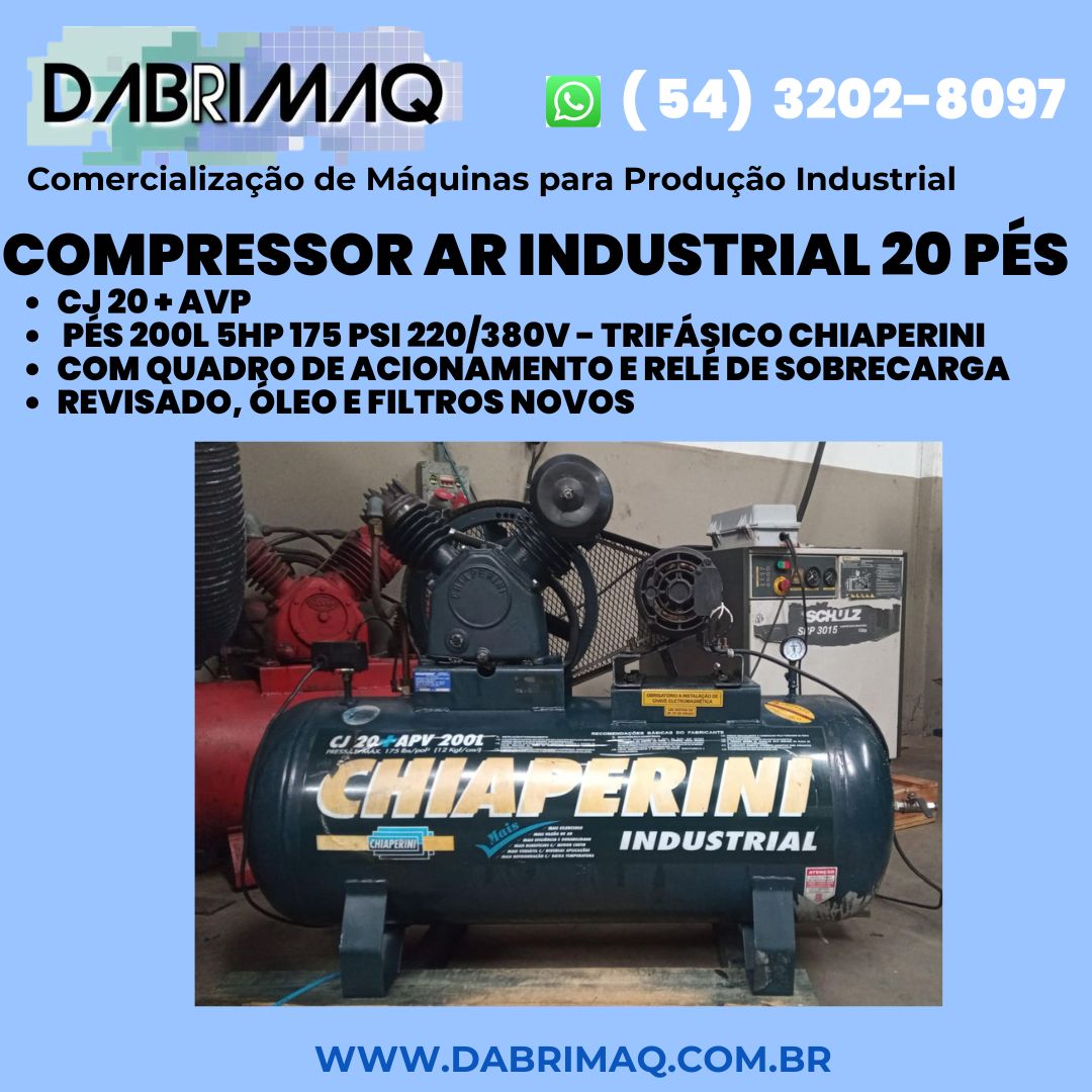 Compressor Ar Industrial 20 pés Chiaperini