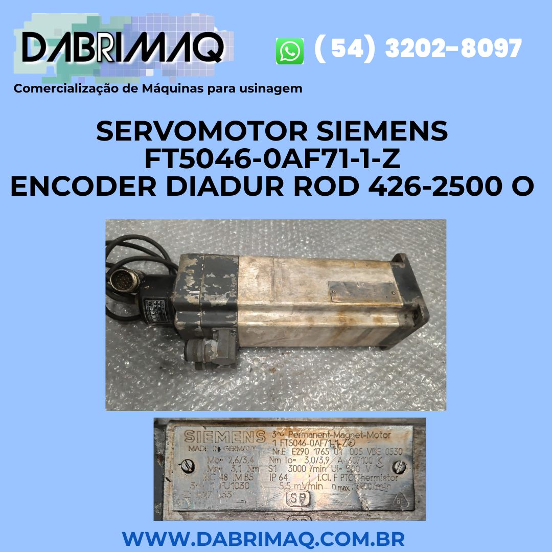 Servomotor Siemens FT5046-0AF71-1-Z encoder Diadur ROD 426-2500 O