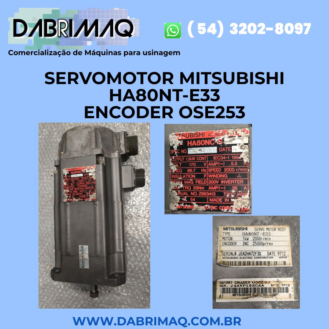 Servomotor Mitsubishi HA80NT-E33 encoder OSE253
