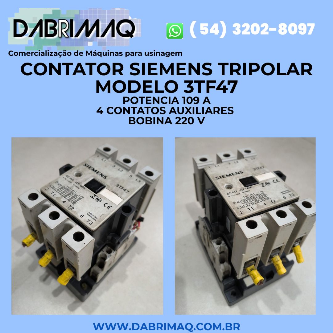 Contator Siemens tripolar Modelo 3TF47