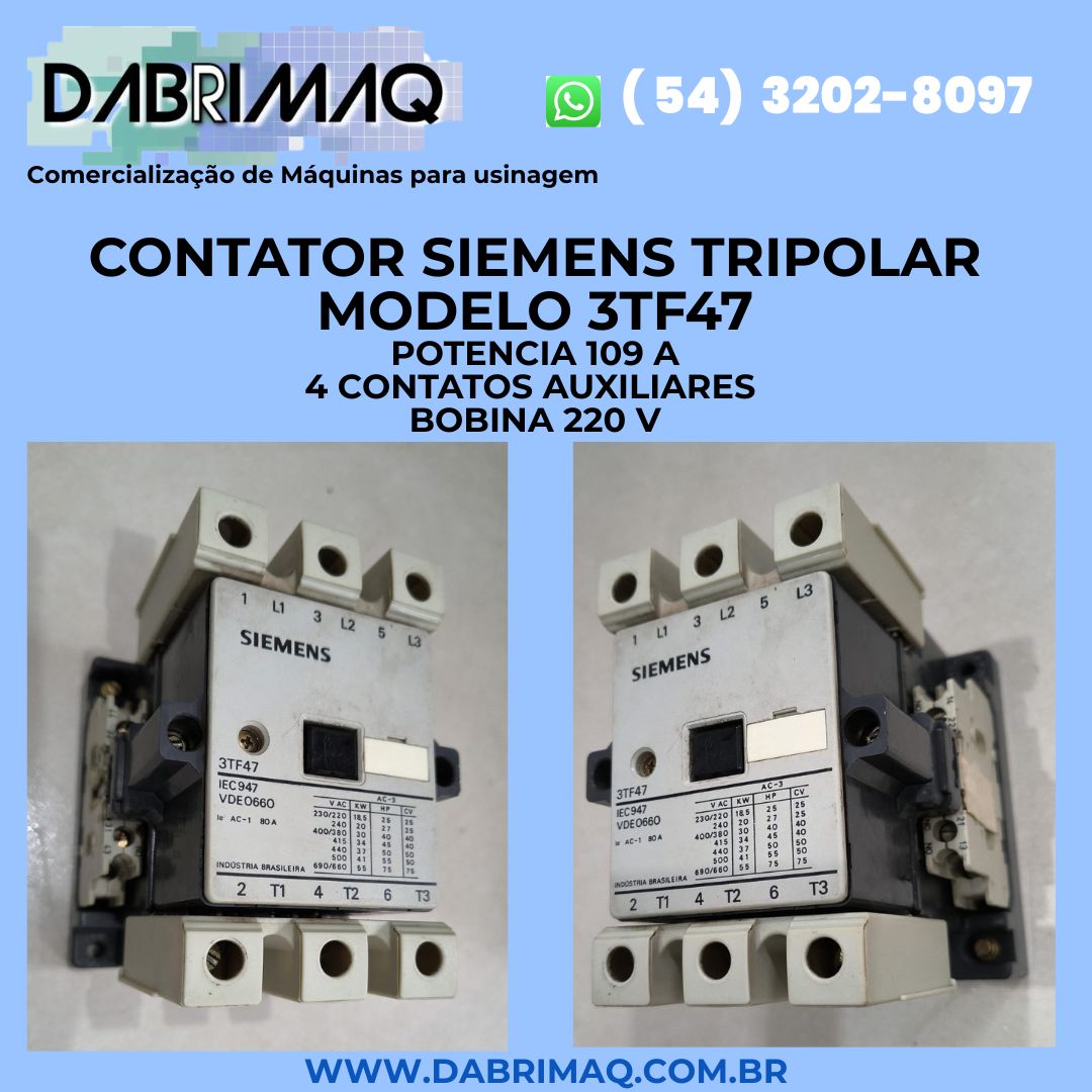 Contator Siemens tripolar Modelo 3TF47