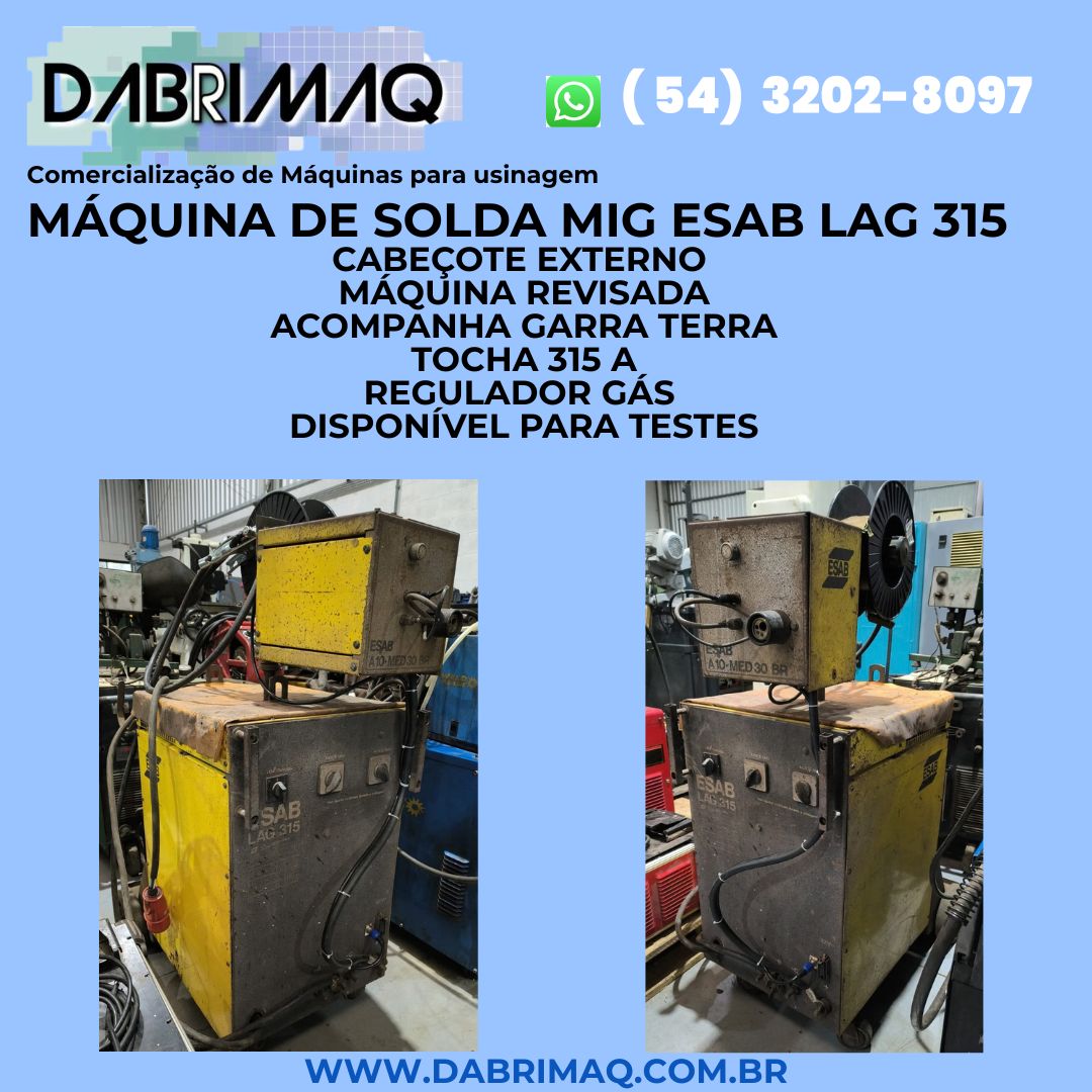 Máquina de solda Mig Esab Lag 315