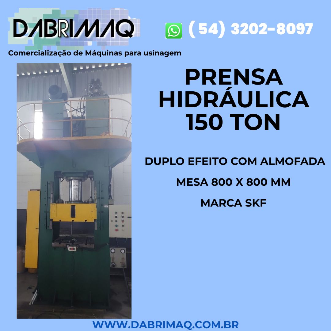 Prensa hidráulica 150 Ton Duplo efeito com almofada